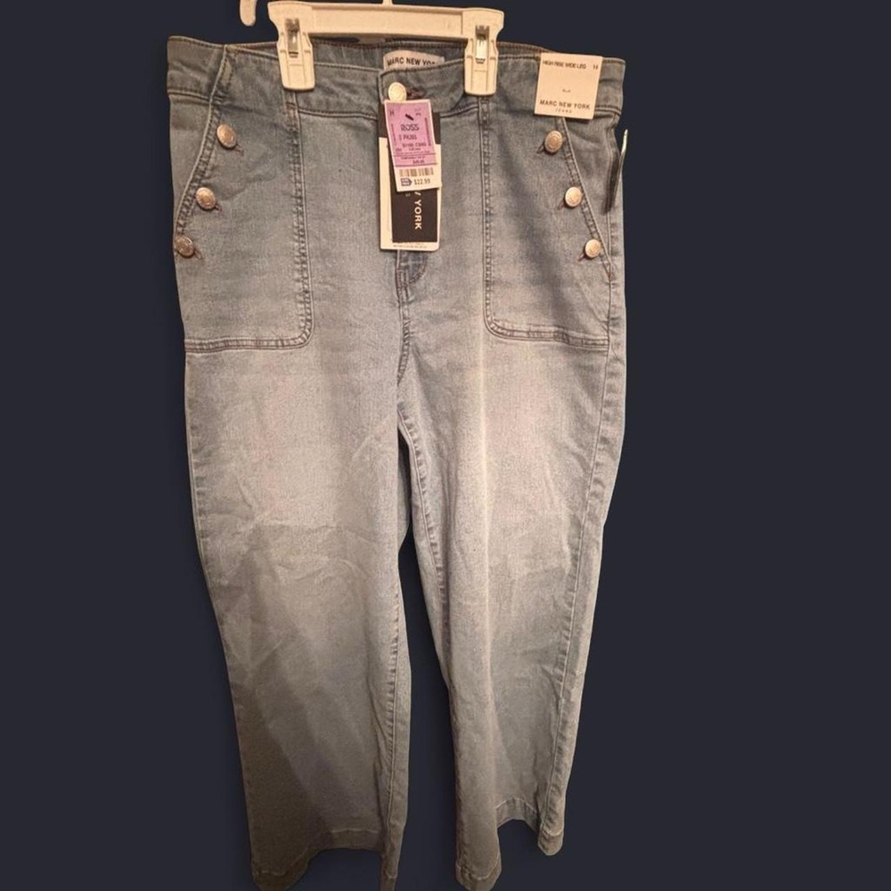 Marc New York High Rise Wide Jeans with Button Accents